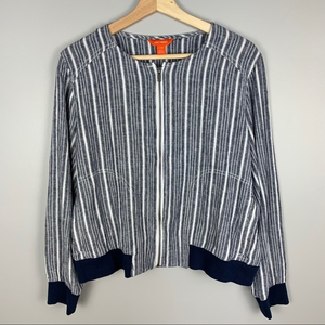 JOE FRESH linen striped lightweight zipper jacket‎ Sz Lg